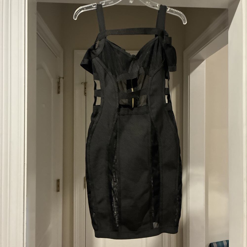 Akira Size S Black Knee Length Goth Metal Witchy Dress Bondage Emo Bad Girl